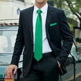 thumbnail image 3 of Mens Green Ties Formal Necktie and Pocket Square Cufflinks Sets Solid Color Satin Neckties Wedding, 3 of 7
