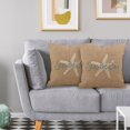 thumbnail image 6 of Set of 2 Linen Throw Pillow Cover Seas Day Vintage Beach Starfish Canvas Look Coastal Decorative Pillow Case Whimsical Home Decor Rectangle Queen Size 18x18 Inch Cushion Pillowcase, 6 of 6