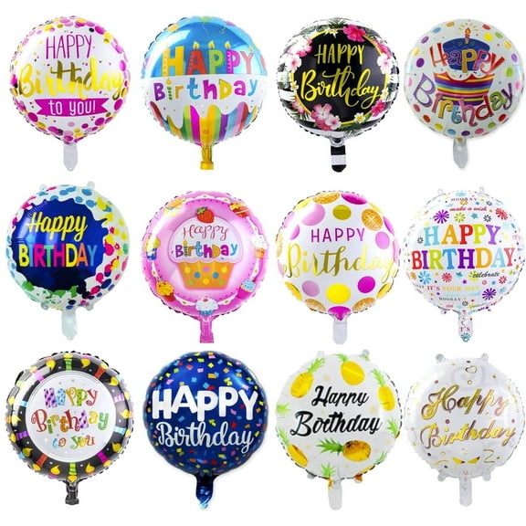 50-Piece Happy Birthday Aluminum Foil Balloons - Colorful Helium Mylar Balloon Set for Birthday Party Decorations and Photo Props