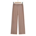 thumbnail image 4 of HXWCHs High Waist Wide Leg Casual Pants Soft Stretch Trousers Comfortable Yoga Pants WITH Zipper Flowy Everyday Wear M Khaki, 4 of 4