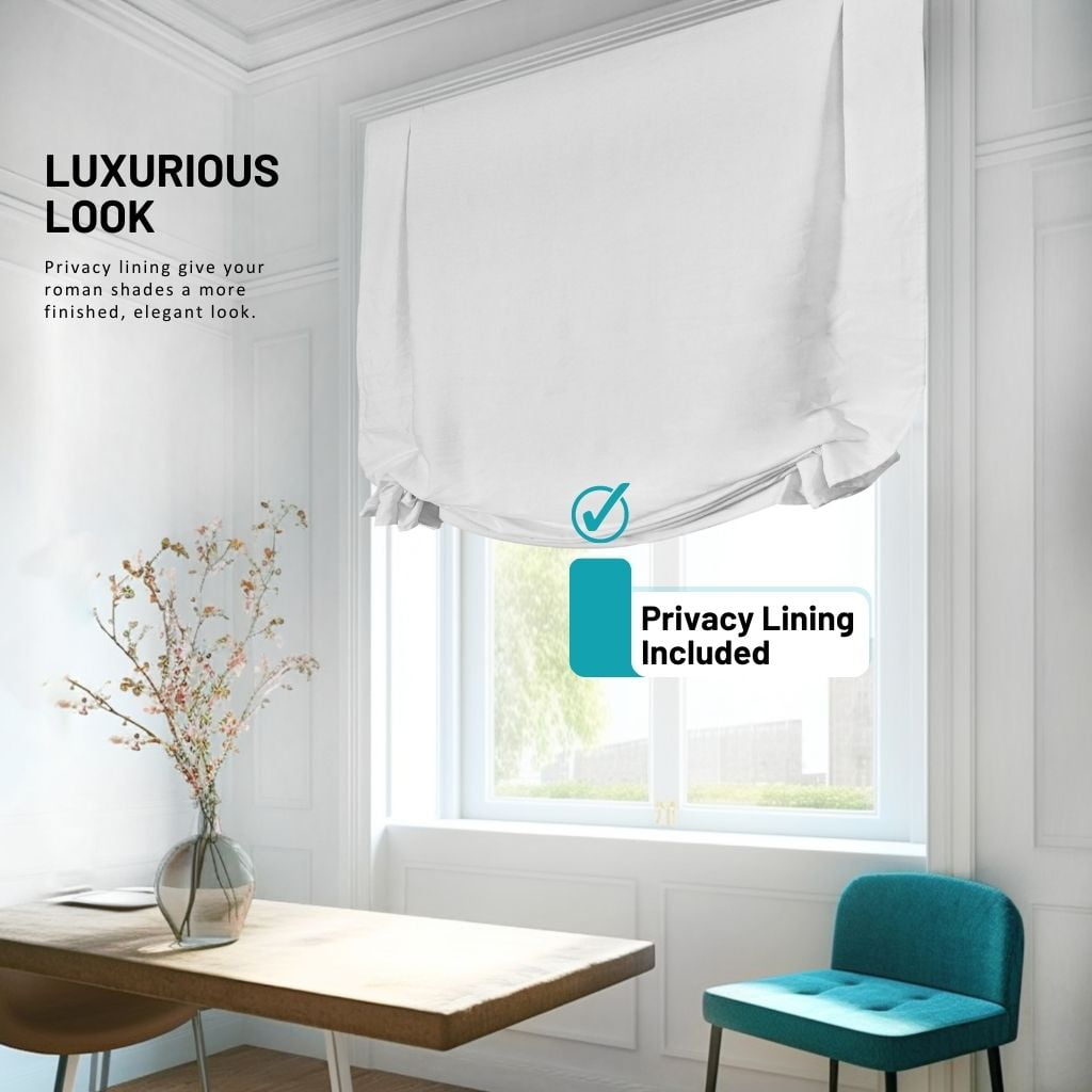 Chicology Cordless Roman Shades, White (Tulip), 31"W X 64"H