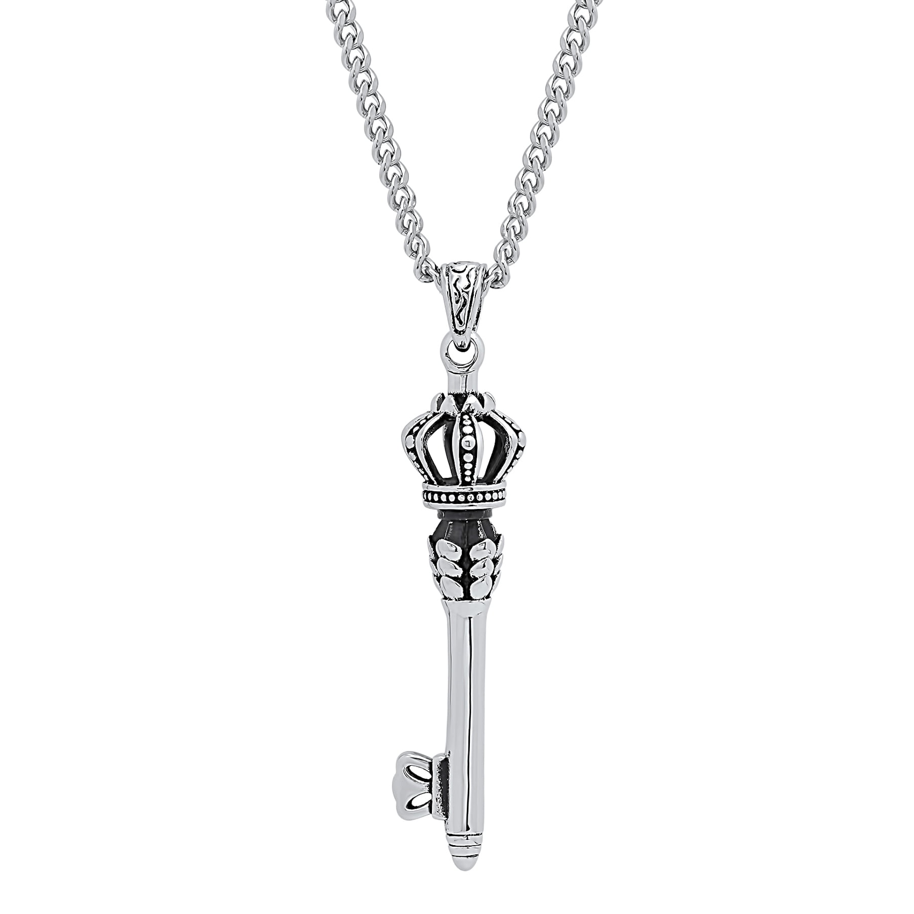 Brilliance Fine Jewelry Stainless Steel Gothic Key Mens Pendant Necklace Chain
