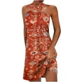 thumbnail image 2 of Pitauce Summer Dresses for Women Criss Cross Neck Printed Sleeveless Mini Dress Casual Slim Fit A-Line Wedding Guest Dresses, 2 of 6