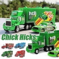 thumbnail image 2 of Bilar 2 3 Karaktärer Blixten McQueen & Kungen & Chick Hicks & Mack Truck Farbror Metall Gjutna Leksaksfordon XH[C], 2 of 2
