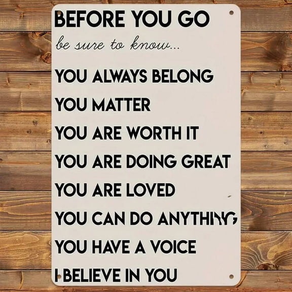1pc Motivational Quotes Metal Sign, Self-Love & Positive Affirmation Tin Sign, 8x12 Inch, Metal Wall Art For Home Bar Room Club