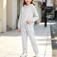 thumbnail image 2 of Girls 2 Piece Pullover Hoodie and Sweatpants Set Solid Color Long Sleeve Outfit with Kangaroo Pocket for Cozy Fall Winter School Daily Wear, 2 of 6