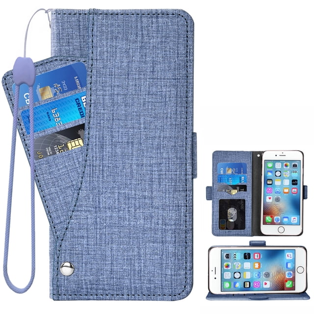Wallet Case for iPhone 6 6s, Blocking Card Slot Stand Shockproof TPU Interior Case PU Leather Magnetic Protect Flip Cover Compatible with iPhone 6 6s, Blue