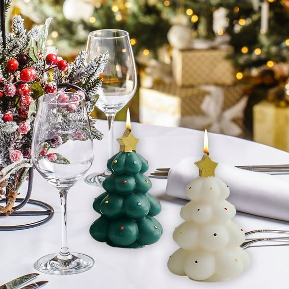 Velas Perfumadas Vela aromática navideña con aroma a árbol de Navidad. Vela de cera verde hecha a mano para decoración festiva. 1 unidad. 8,7 x 5,5 x 5,5 cm Rkxzt