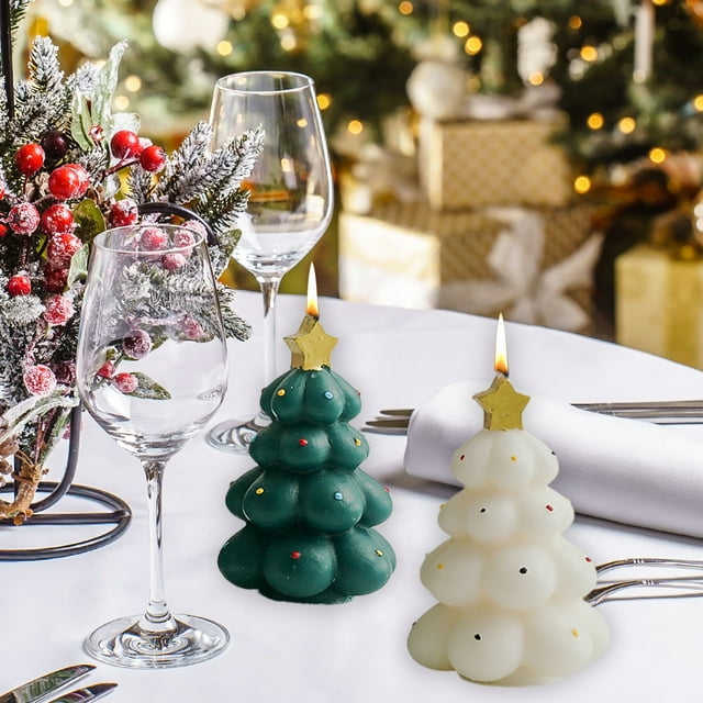 Velas Perfumadas Vela aromática navideña con aroma a árbol de Navidad. Vela de cera verde hecha a mano para decoración festiva. 1 unidad. 8,7 x 5,5 x 5,5 cm Rkxzt
