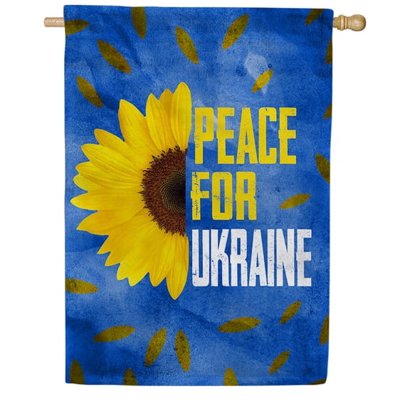 America Forever Peace for Ukraine House Flag 28x40 inch I Stand with Sunflowers Double Sided Outdoor Yard Decorative Stop the War Support Blue Yellow National Flag