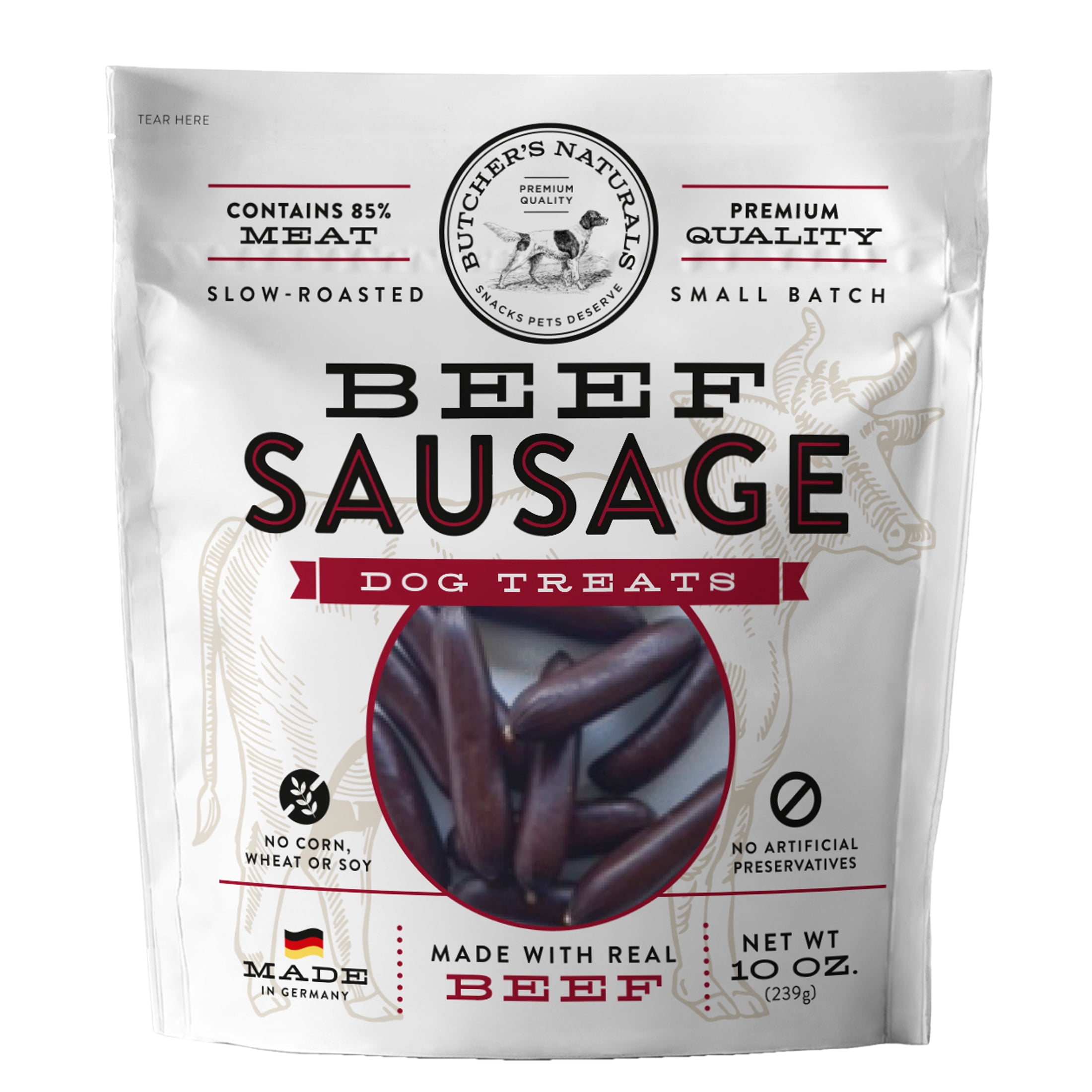 Butcher's Naturals Dry Beef Sausage Training Treats for Dogs, 10 oz