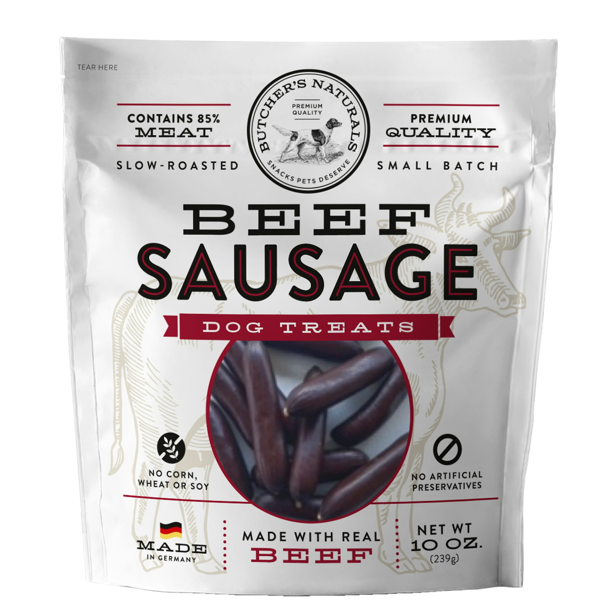 Butcher's Naturals Dry Beef Sausage Training Treats for Dogs, 10 oz
