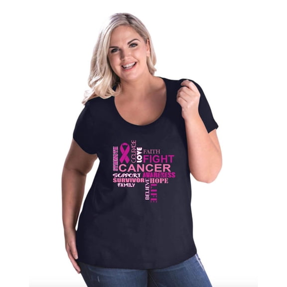 NIB - Women's Plus Size Curvy T-Shirt - Fight Breast Cancer
