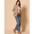 thumbnail image 4 of DARING DIVA Women's Notched Lapel Denim Blazer Work Pad Jean Jackets XS Khaki, 4 of 6