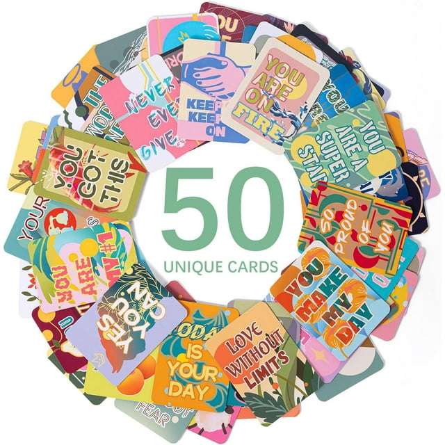 HOMANGA 50 Unique Motivational Note Cards, Inspirational Kindness Cards for Kids, Encouragement Notes, Affirmations Cards for Kids, Positive Notes Cards for Students, Teachers