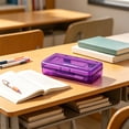 thumbnail image 7 of Pencil Box - 2Pack Portable Storage Box, Large Capacity Clear Hard Plastic Pencil Case for for Pen Jewelry Toothpicks, 8 x 5 x 2.3 in, (Purple), Ccwuwei, 7 of 7