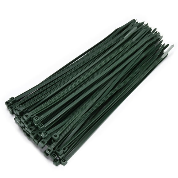 Bolt Dropper 8" Green Cable Zip Ties (100 Pack), 40lbs Tensile Strength - Great for Gardens, Heavy Duty, Self-Locking Premium Plastic Wire for Indoor and Outdoor