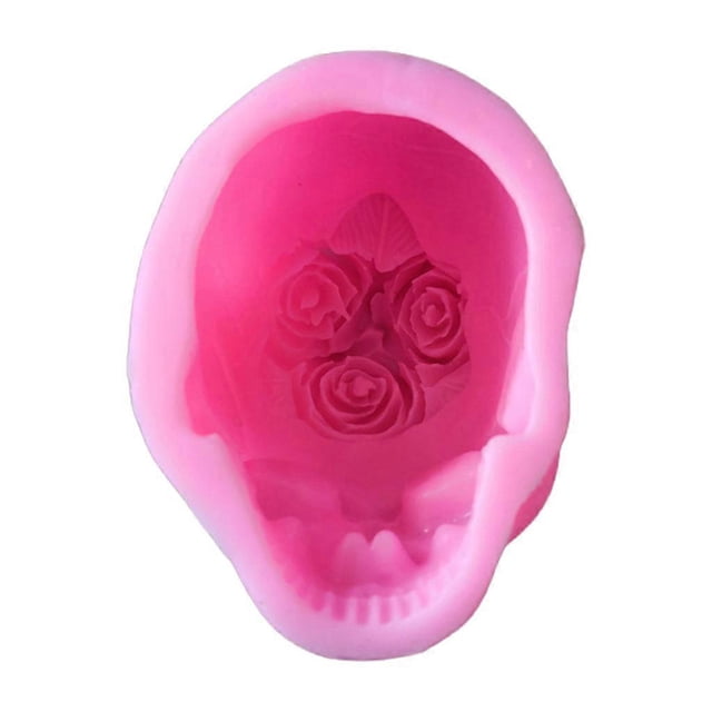 Handmade Human for Head Skeleton Silicone Mold 3D Rose Flower Skull Candle Resin Casting Mold UV Crystal Epoxy Resin Mol