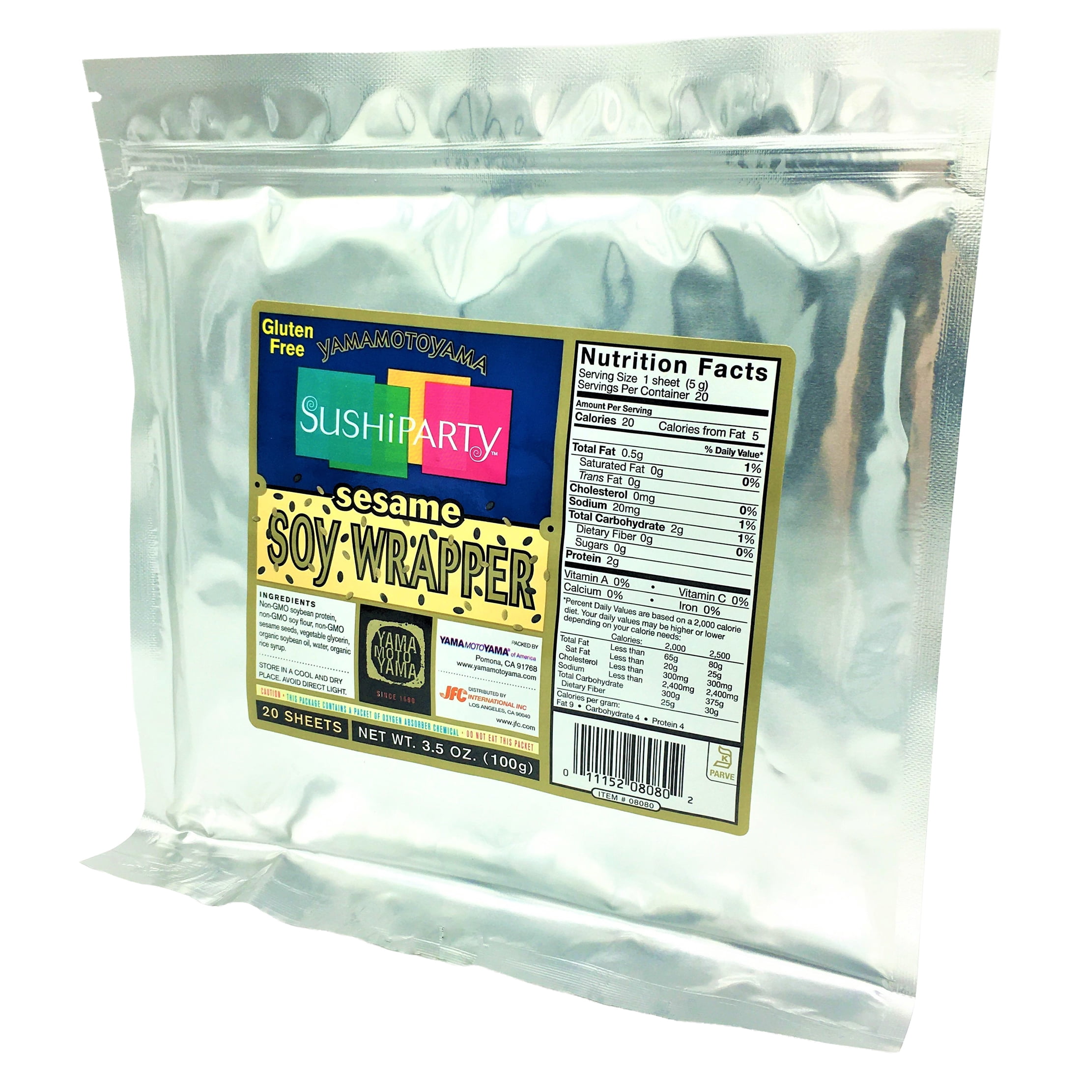 Yamamotoyama Sushi Party Soy Wrappers, Sesame, 20 Sheets, 3.5 Ounce