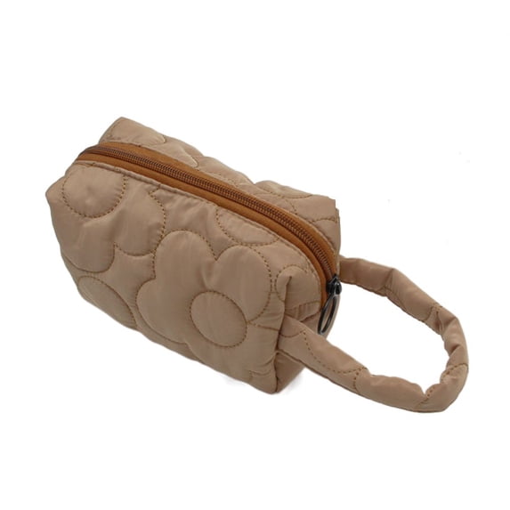 Cute Handbag Flowers Ins Style Zipper Candy Colors Makeup Bag Korean Style Toiletry Bag Women Cosmetic Bag Storage Bag COFFEE