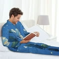 thumbnail image 6 of Lsque Hibiscus Flowers Calm Water Pattern Long Sleeve Pajama Set for Men - Soft 2-Piece Sleepwear and Loungewear Set with Pockets, Comfy Nightwear-Medium, 6 of 7