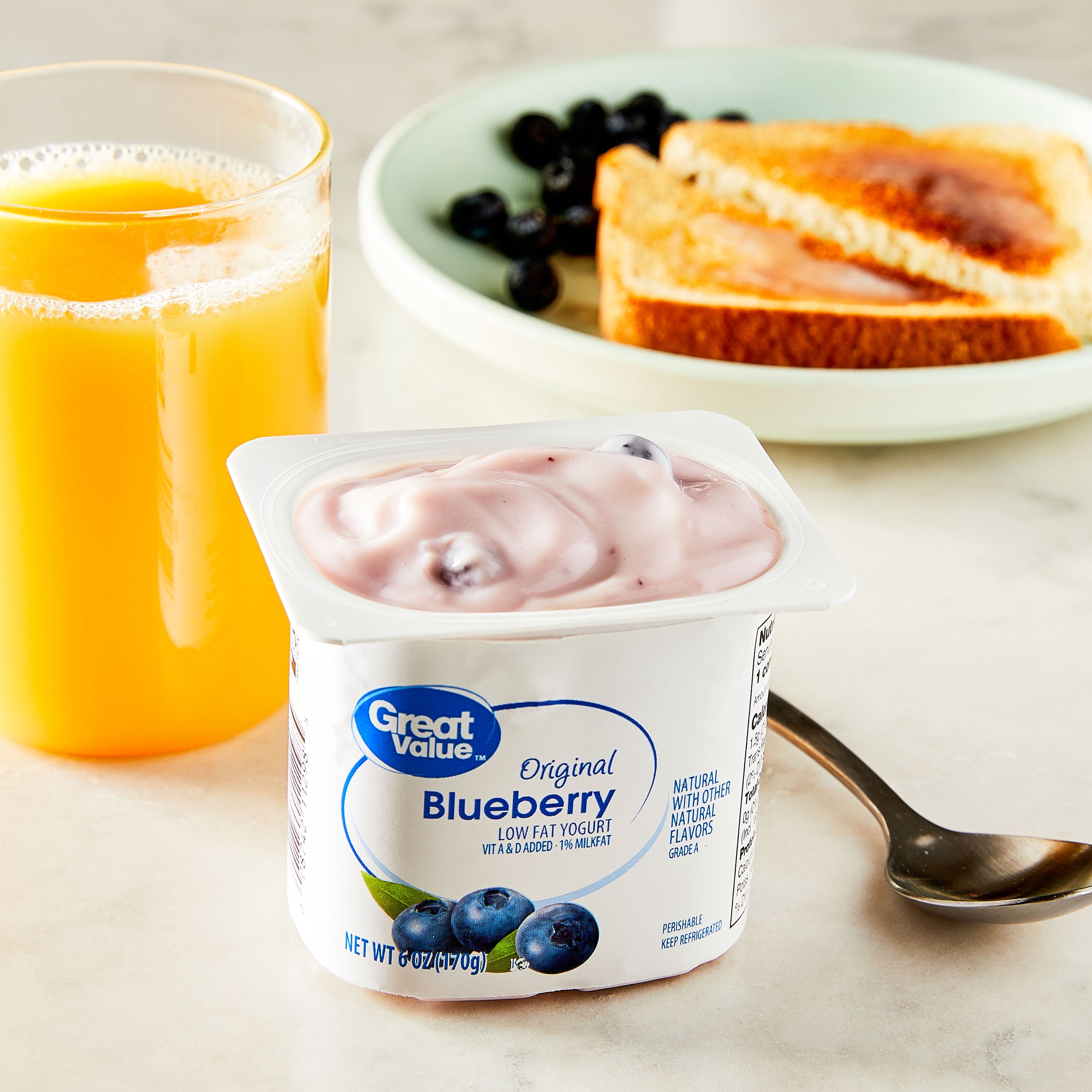 Great Value Original Blueberry Low-fat Yogurt, 6 oz