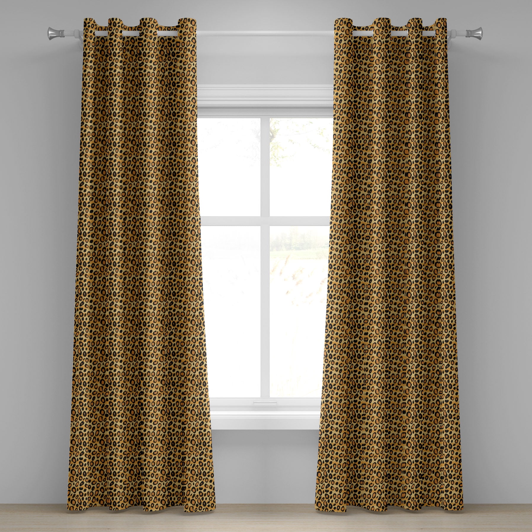 Leopard Print Grommet Curtain, Spotty Jungle Safari Feline Print Wild