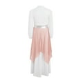 thumbnail image 5 of Aislor Girls Long Sleeve Worship Praise Dance Tunic Liturgical Church Robe Irregular Hem Dress Pink 6, 5 of 6