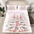 thumbnail image 2 of Homewish Xmas Tree 4 Pieces Queen Sheet Sets for Female Teens Girls,Merry Christmas Ultra Soft Flat Sheet,Pink Bowknot Snowflake Queen Fitted Sheet,Ultra Soft Home Decor, 2 of 7
