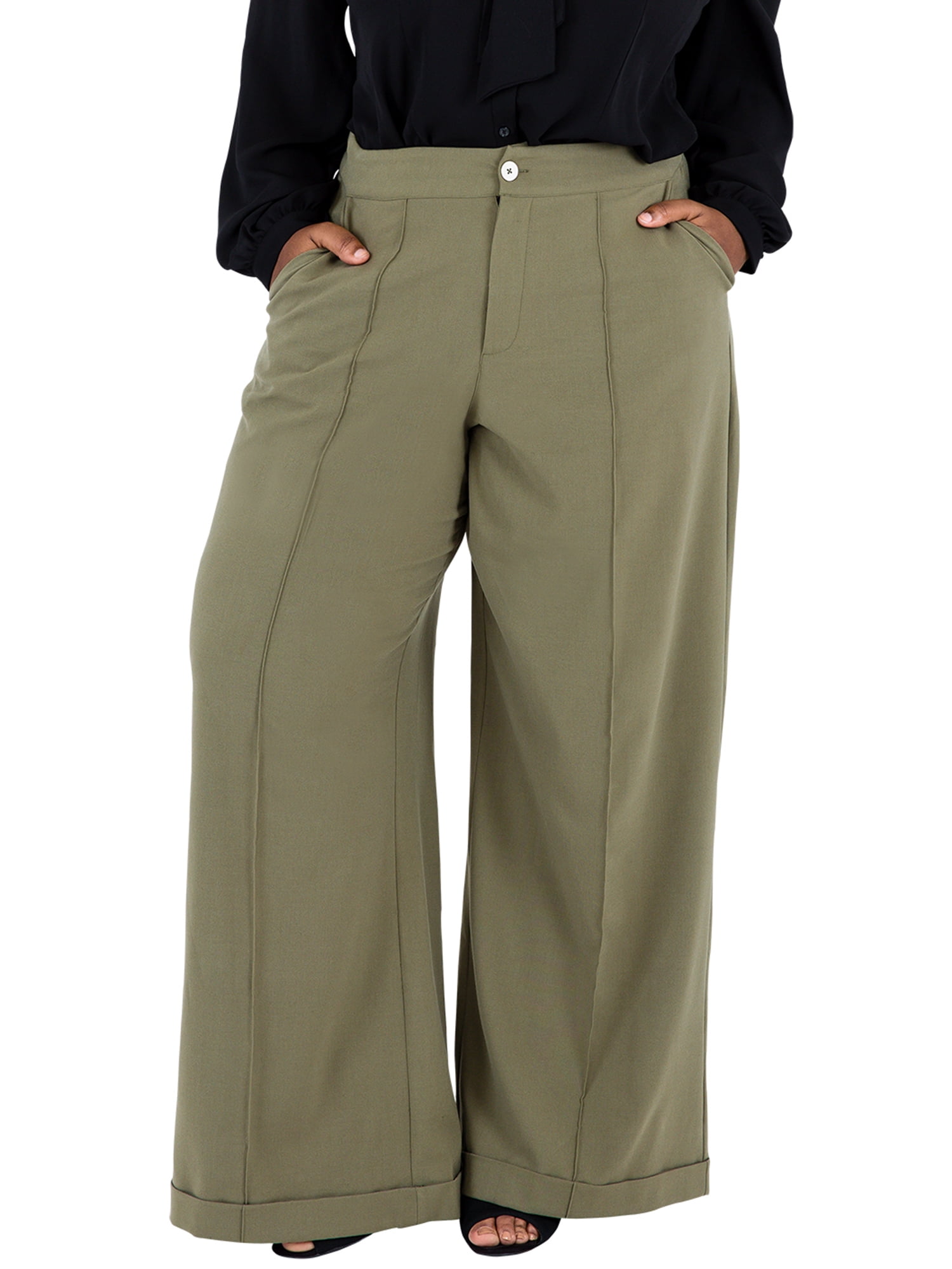 wide leg olive pants