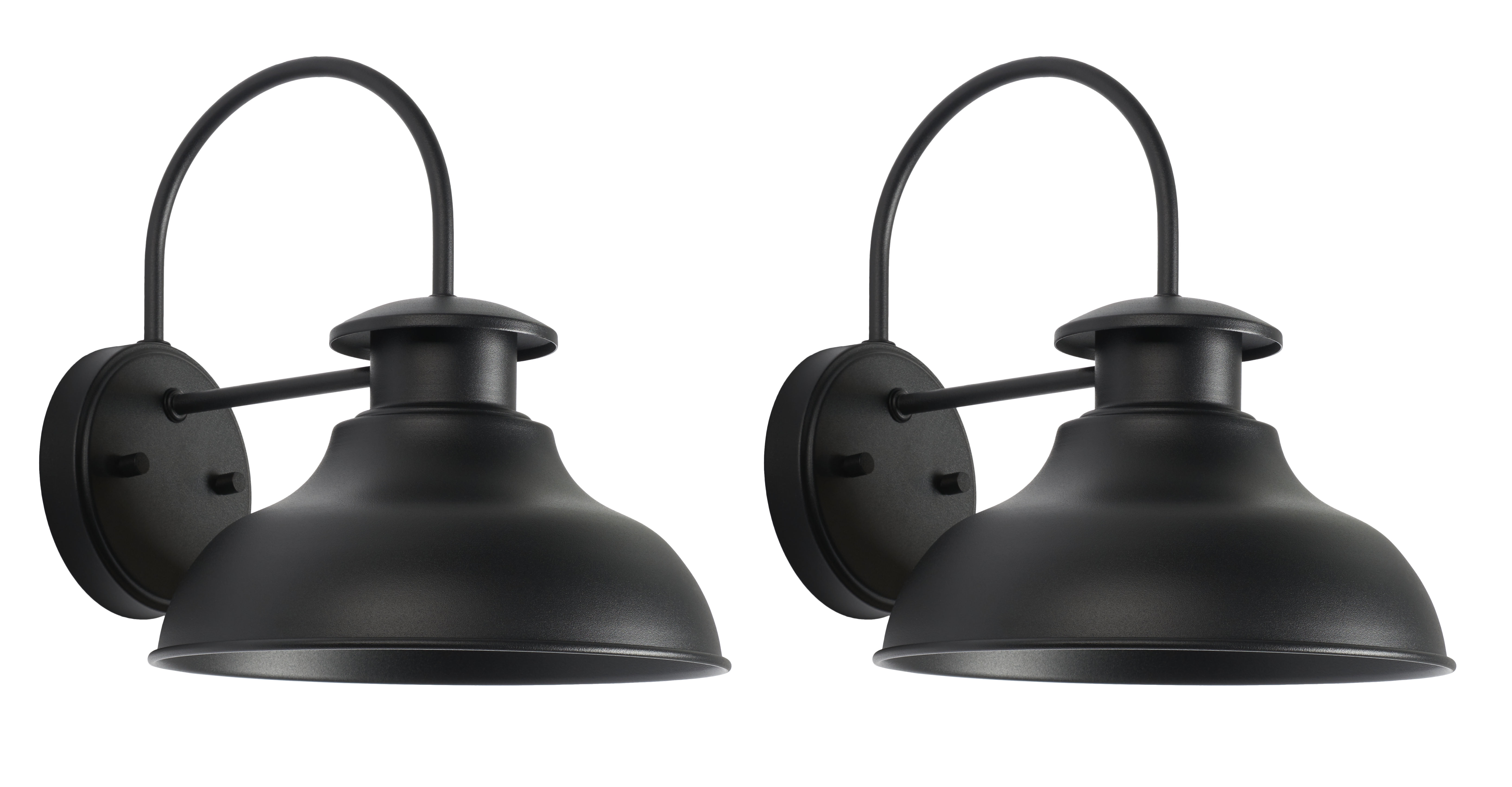 SAFAVIEH Linden 2-Light A19 Black Steel Wall Sconce with Black Shade, Set of 2
