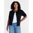thumbnail image 2 of Time and Tru Women's Crewneck Cardigan with Short Sleeves, Lightweight, Sizes XS-XXXL, 2 of 7