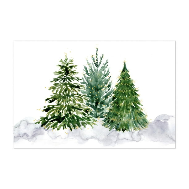 Three Watercolor Christmas Trees Illustrations Holiday 8" X 10" Art Print/Poster - Walmart.com