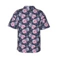 Balery Flowers Print Men's Hawaiian Shirts Short Sleeve Beach Shirt