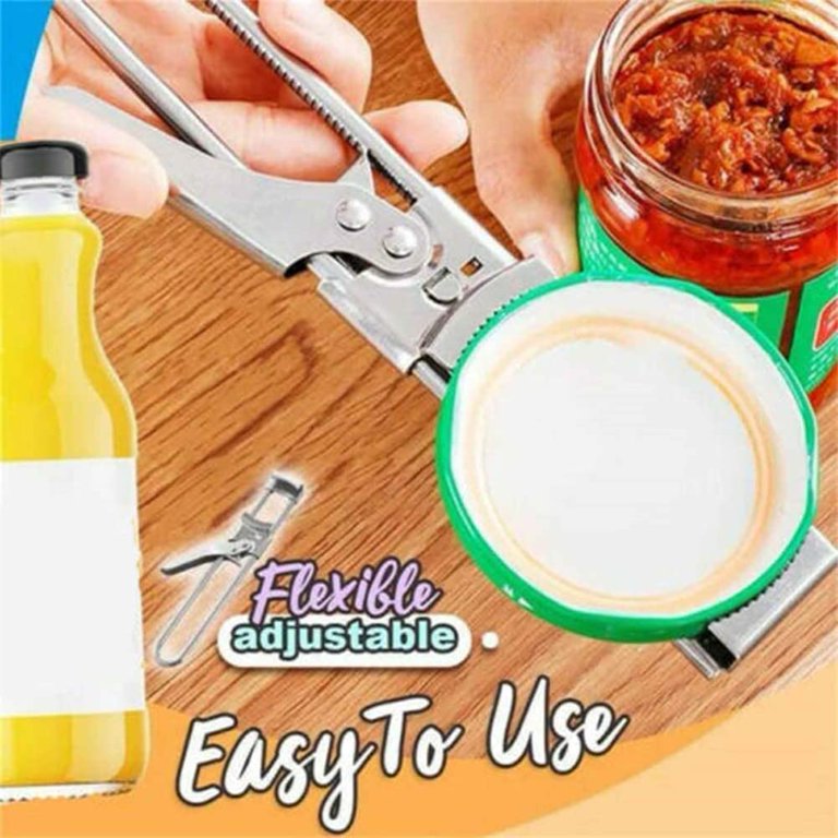 Adjustable Multifunctional Stainless Steel Can Opener Beer Bottle Opener  Manual Jar Lid Opener Gripper Kitchen Accessories Tools