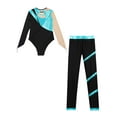 thumbnail image 4 of YIZYIF Kids Girls Athletic Workout Outfit Long Sleeve Cutout Back Leotard with Pants Gymnastics Leotard with Leggings Suit Blue Green 8, 4 of 5