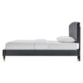 thumbnail image 4 of Platform Bed Frame, Queen Size, Charcoal Grey Gray, Velvet, Modern Contemporary, Bedroom Master Guest Suite Room, 4 of 5