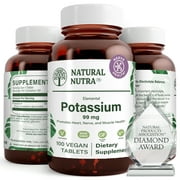 Natural Nutra Elemental Potassium Gluconate Dietary Supplement - Nervous System Health - 100 Tablets
