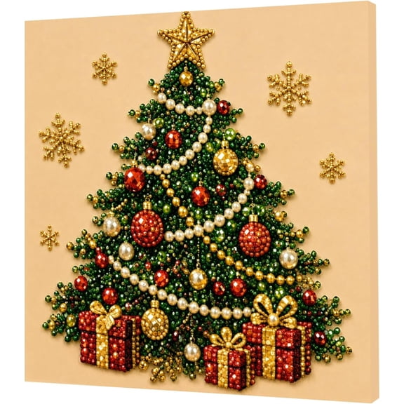 Halloweenhappy Christmas Decor Tree Garland Pearl Art Kit for Adults | Diamond Painting Kit With Frame, DIY Home Decor Wall Art, Beginner DIY Seasonal Party Gift 3D Pearl Sparkle