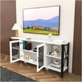 thumbnail image 3 of JERFIT 80 inch Industrial Farmhouse TV Stand with Storage, White Entertainment Center for Living Room, Modern Wood & Metal TV Console for up to 80 inch TVs, 3 of 10