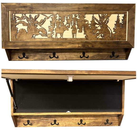 Coat Rack Hidden Storage - Moose In The Woods by Bellewood Designs
