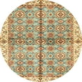 thumbnail image 1 of Ahgly Company Machine Washable Indoor Round Abstract Brown Gold Area Rugs, 5' Round, 1 of 7