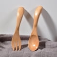 thumbnail image 4 of HEALEEP 2Pcs Wooden Hot Water Compatible Easily Washable Khaki 11.8*0.39*0.39in Toddler Cutlery, 4 of 8