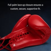 Hayabusa Pro Leather Lace-Up Boxing Gloves for Men and Women - Red, 14oz