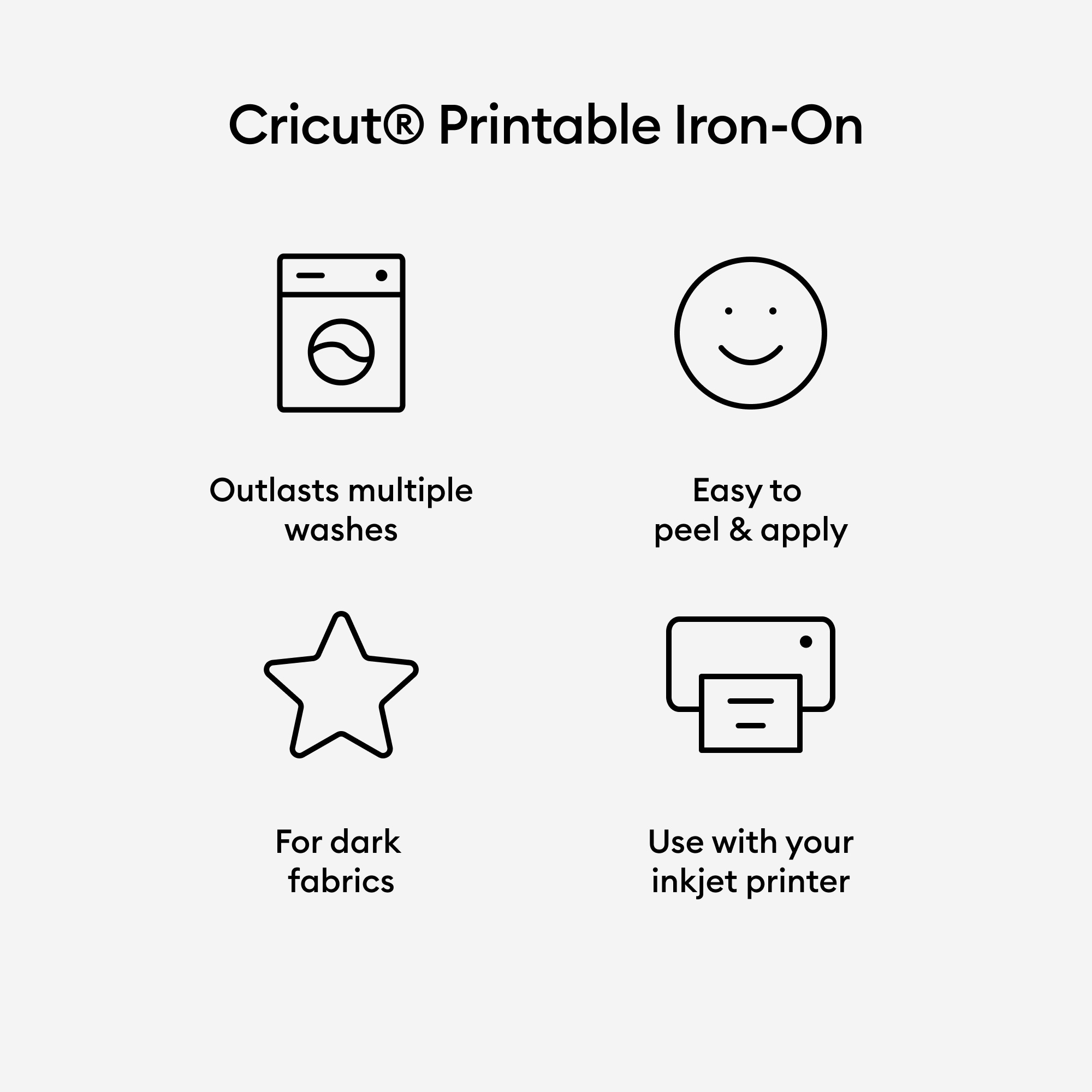 Cricut Printable Iron-On Vinyl for Dark Fabric Bundle, Size: 8.5 in