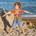 thumbnail image 3 of FORMRS Boys Rash Guard Short Sleeves Swim Shirt Quick Dry UPF 50+ Sun Protection, Sizes 3-12T, Purple Abstract Floral, 3 of 6