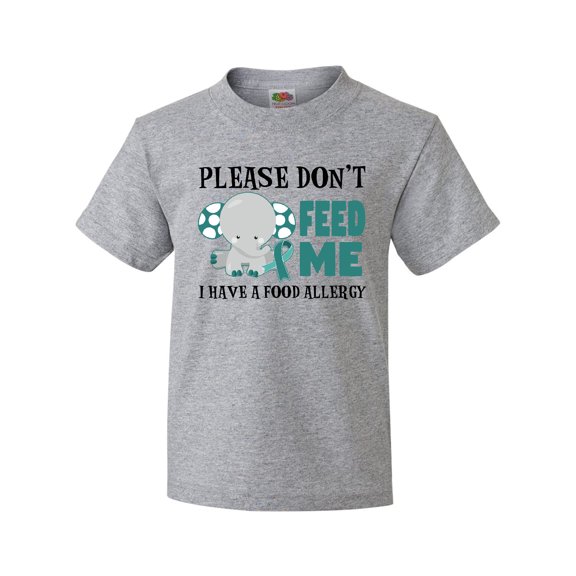 Inktastic Please Dont Feed Me I Have a Food Allergy with Elephant and Ribbon Youth T-Shirt