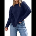 thumbnail image 2 of Suéteres de Cuello Redondo de Punto Extragrandes para Mujer Azul Marino XL, 2 of 6