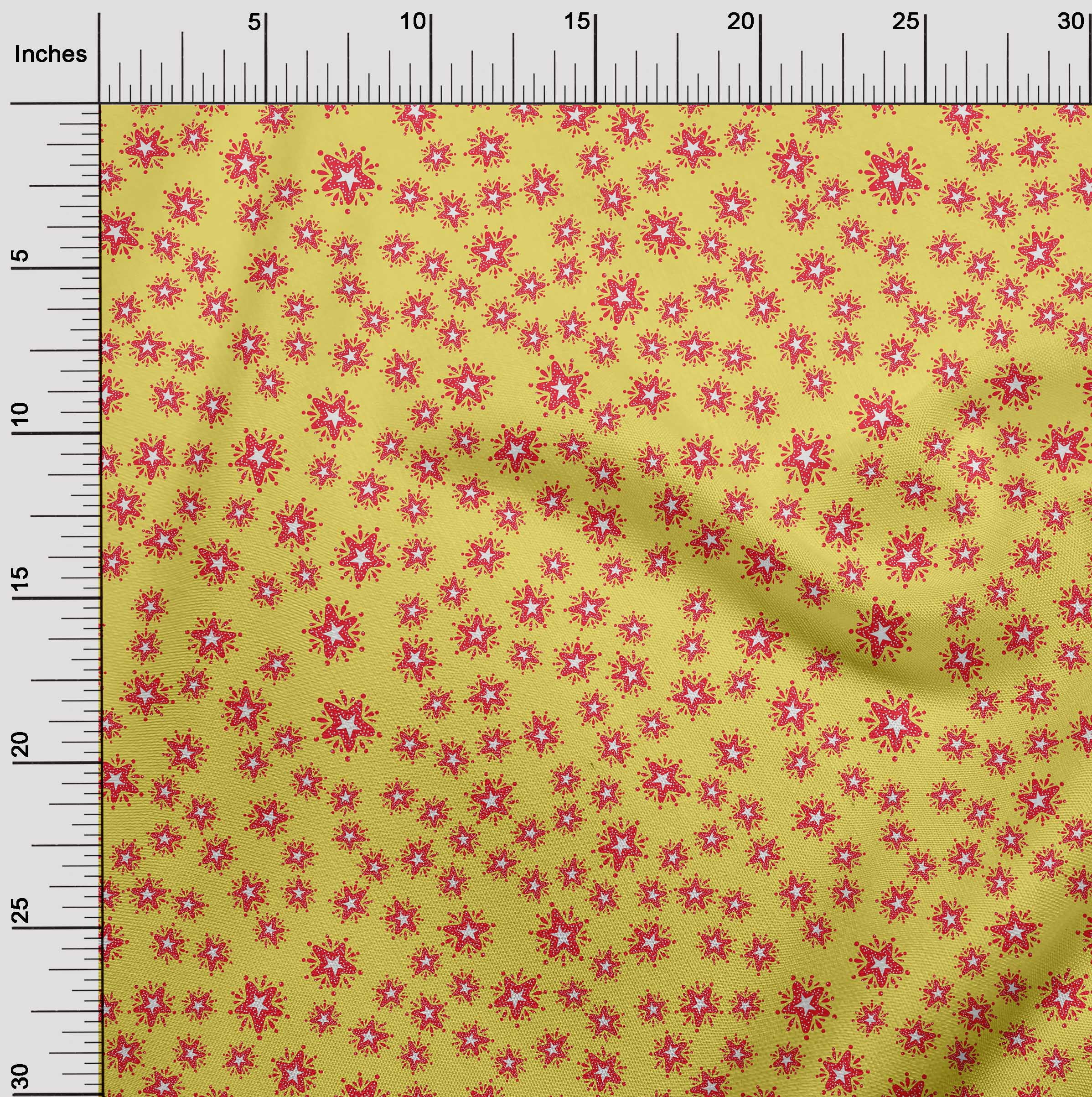 oneOone Silk Tabby Medium Yellow Fabric Star Christmas Dress Material Fabric Print Fabric By The Yard 42 Inch Wide