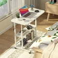 thumbnail image 1 of Escritorio Portátil, Mesa para Laptop, Escritorio de Computadora con Repisas, Escritorio de Pie Altura Ajustable con Ruedas, Home Office, Blanco, 1 of 4